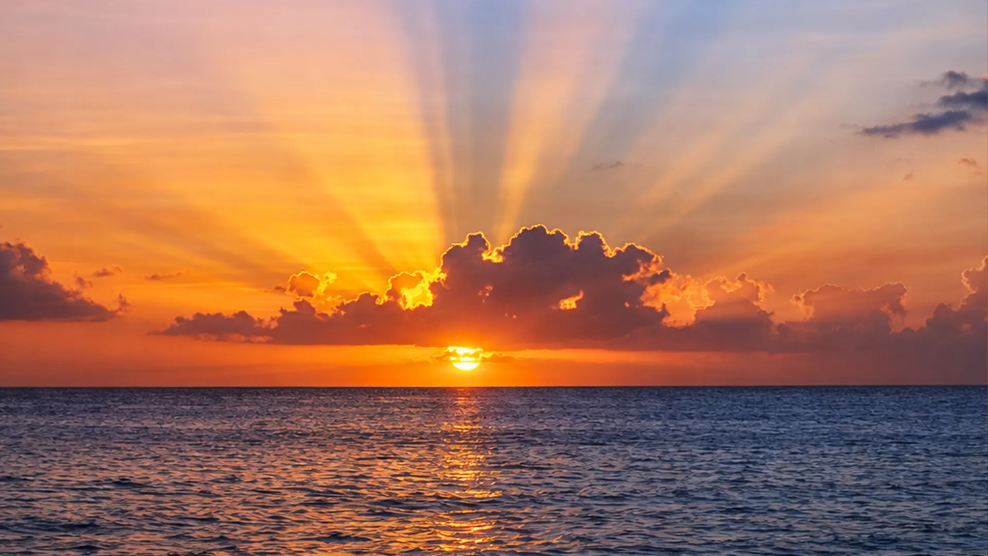 Sun setting over the sea off Bonaire